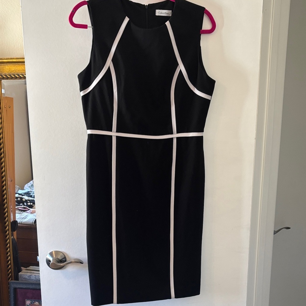 Calvin Klein Black Dress with White Trim